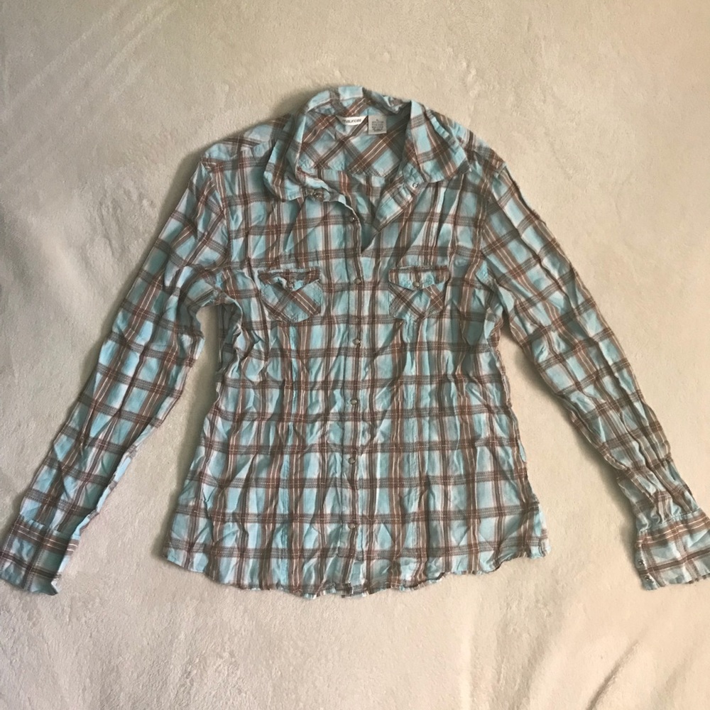 Blue and brown plaid shirt